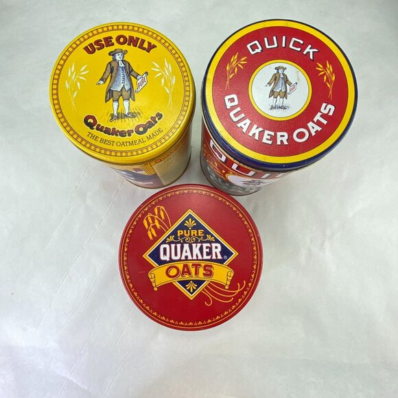 Vintage 80s 90s Quaker Oats Metal Tins Canisters Lot of 3 - Picture 5 of 10